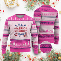 Retro Western Cowboys Ugly Christmas Sweater Make America A Cowboy Again Country Lifestyle Rodeo - Wonder Print Shop