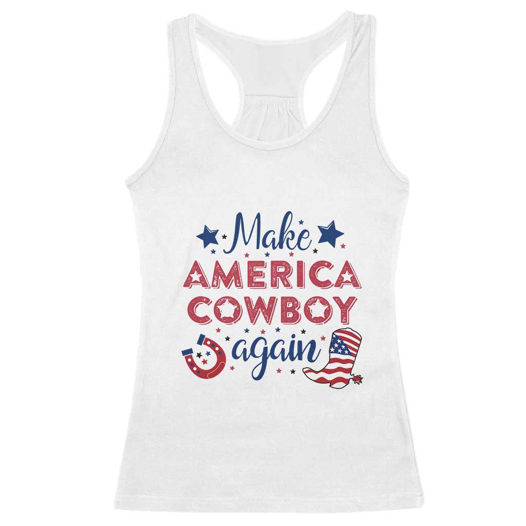 Retro Western Cowboys Racerback Tank Top Make America A Cowboy Again Country Lifestyle Rodeo