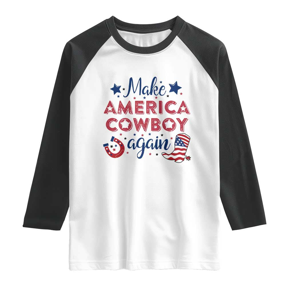 Retro Western Cowboys Raglan Shirt Make America A Cowboy Again Country Lifestyle Rodeo