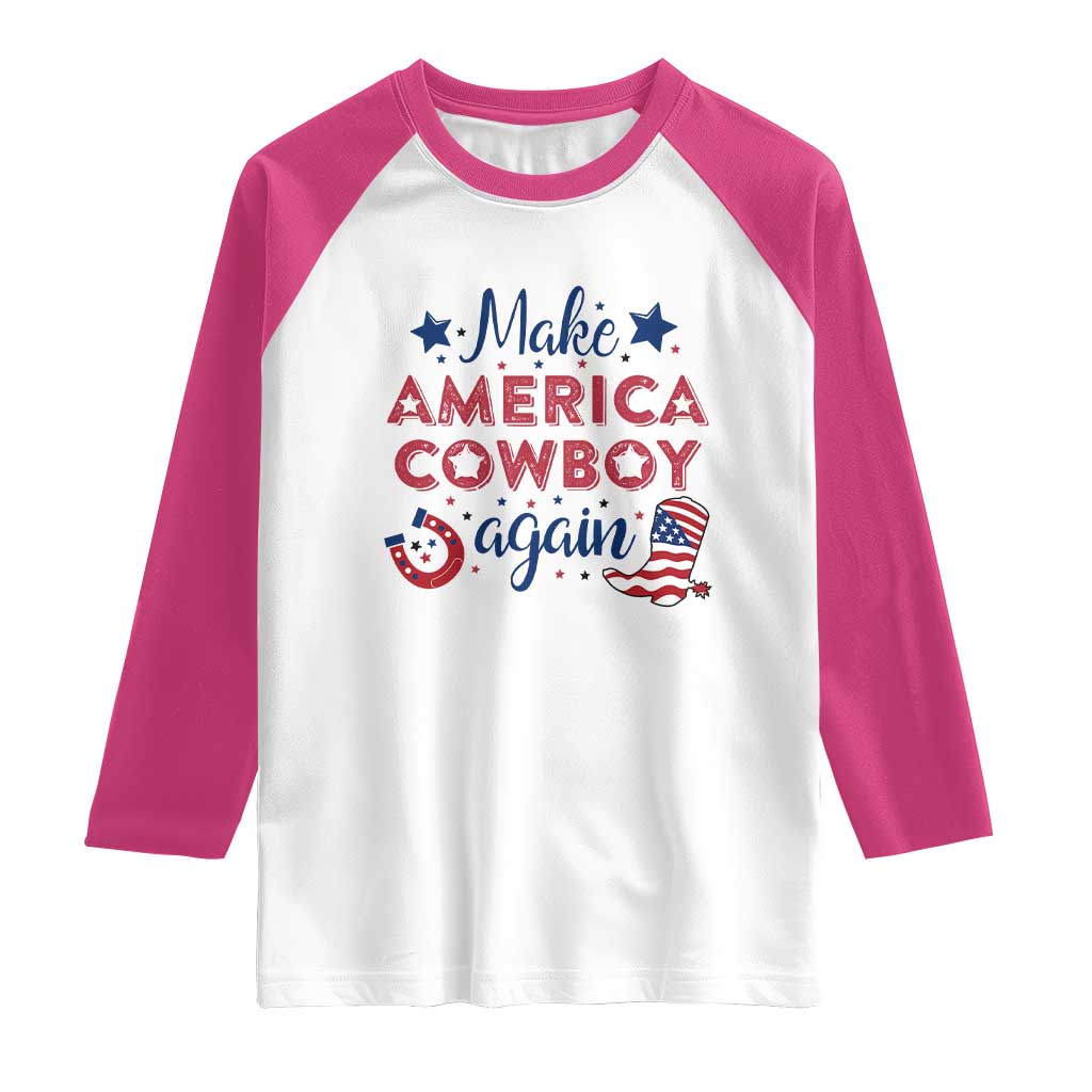 Retro Western Cowboys Raglan Shirt Make America A Cowboy Again Country Lifestyle Rodeo