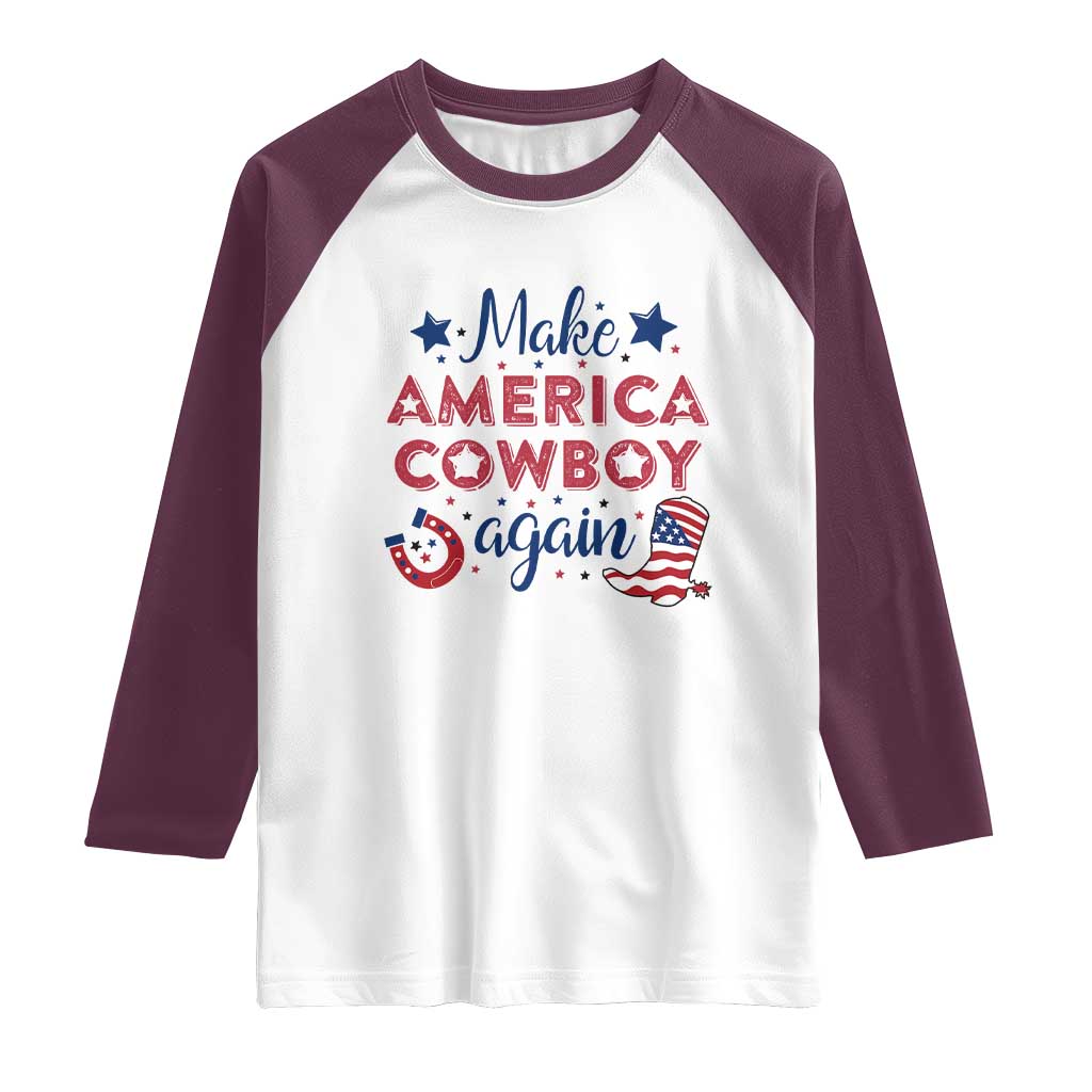 Retro Western Cowboys Raglan Shirt Make America A Cowboy Again Country Lifestyle Rodeo
