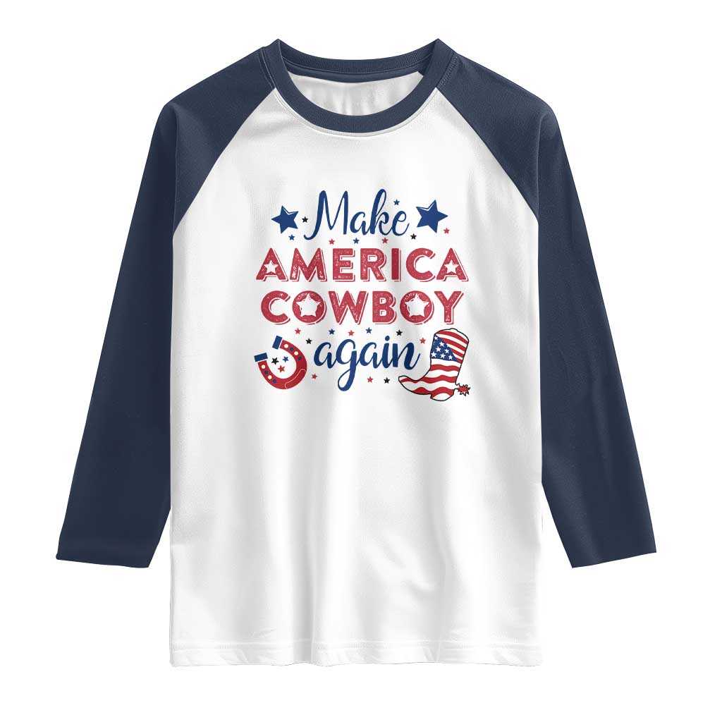 Retro Western Cowboys Raglan Shirt Make America A Cowboy Again Country Lifestyle Rodeo