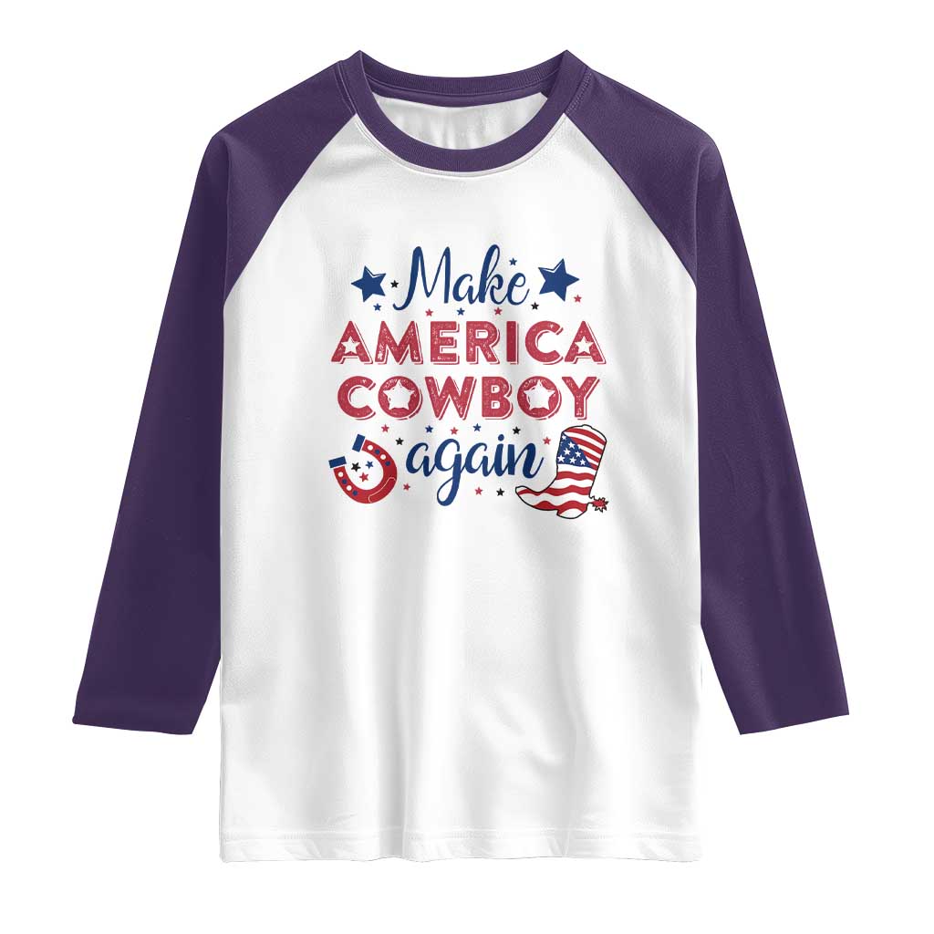 Retro Western Cowboys Raglan Shirt Make America A Cowboy Again Country Lifestyle Rodeo