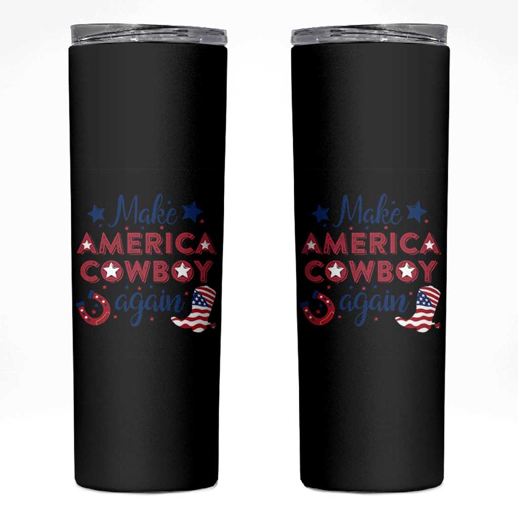 Retro Western Cowboys Skinny Tumbler Make America A Cowboy Again Country Lifestyle Rodeo