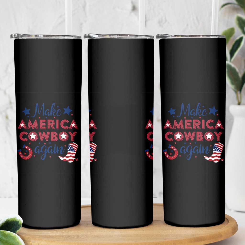 Retro Western Cowboys Skinny Tumbler Make America A Cowboy Again Country Lifestyle Rodeo