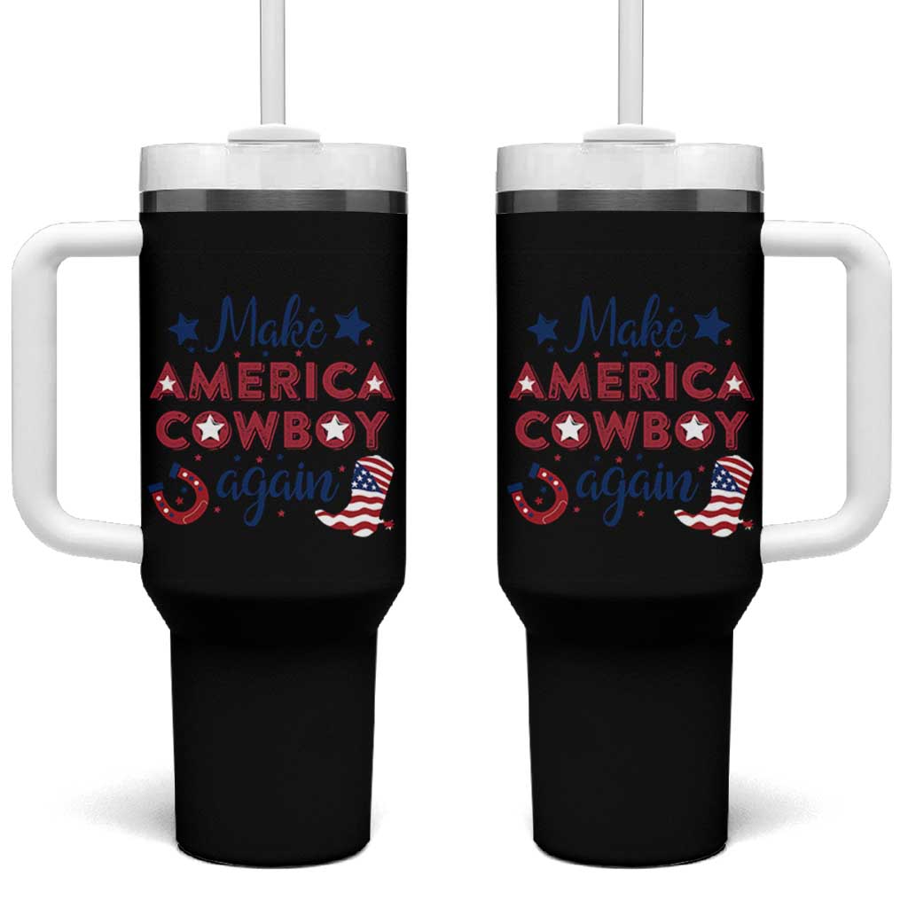 Retro Western Cowboys Tumbler With Handle Make America A Cowboy Again Country Lifestyle Rodeo