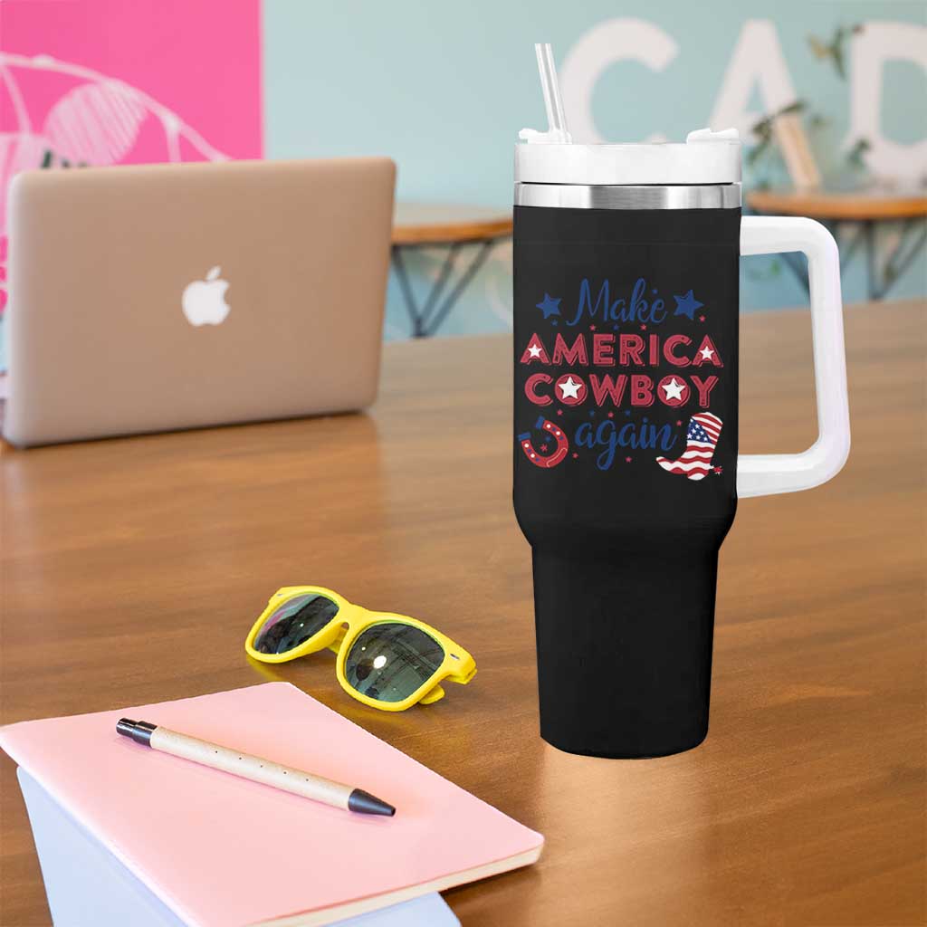 Retro Western Cowboys Tumbler With Handle Make America A Cowboy Again Country Lifestyle Rodeo