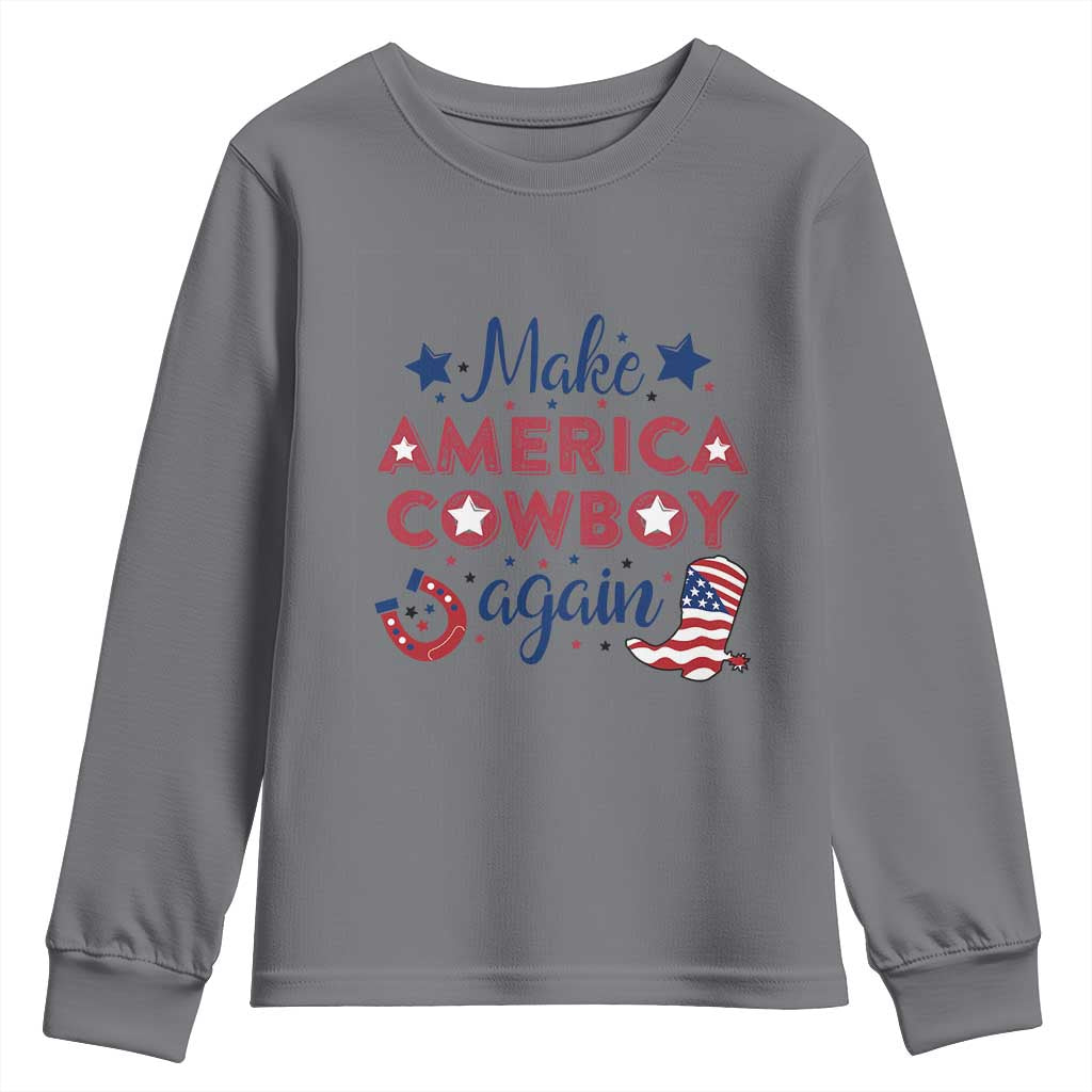 Retro Western Cowboys Youth Sweatshirt Make America A Cowboy Again Country Lifestyle Rodeo