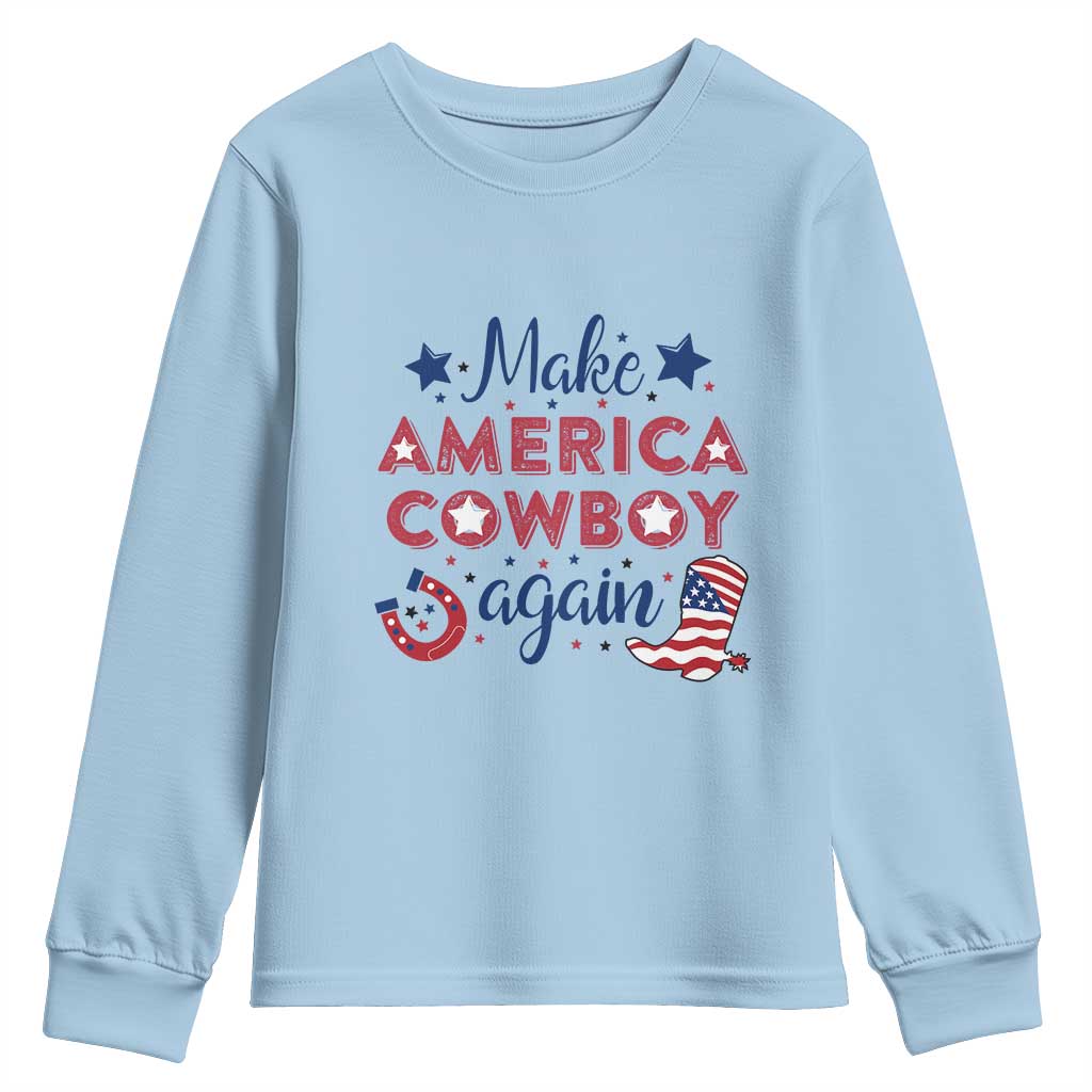 Retro Western Cowboys Youth Sweatshirt Make America A Cowboy Again Country Lifestyle Rodeo