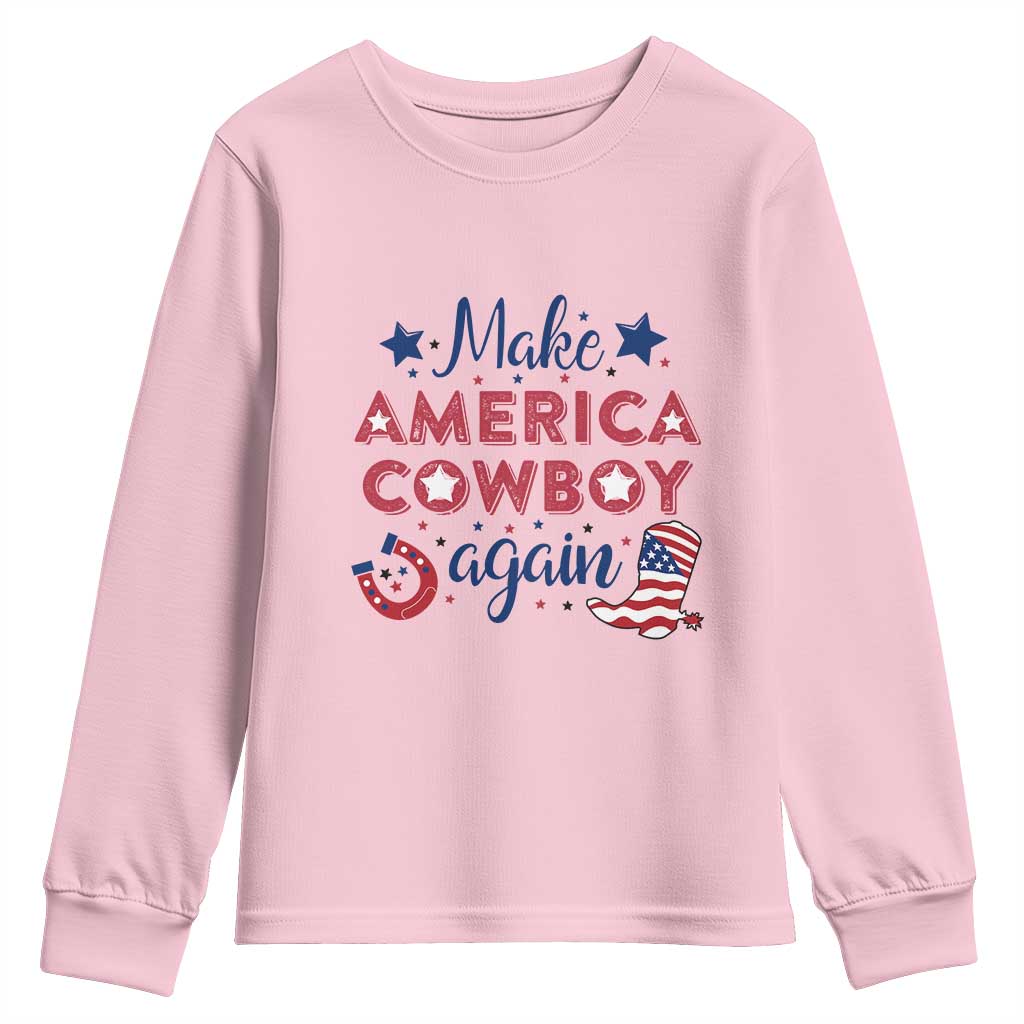 Retro Western Cowboys Youth Sweatshirt Make America A Cowboy Again Country Lifestyle Rodeo