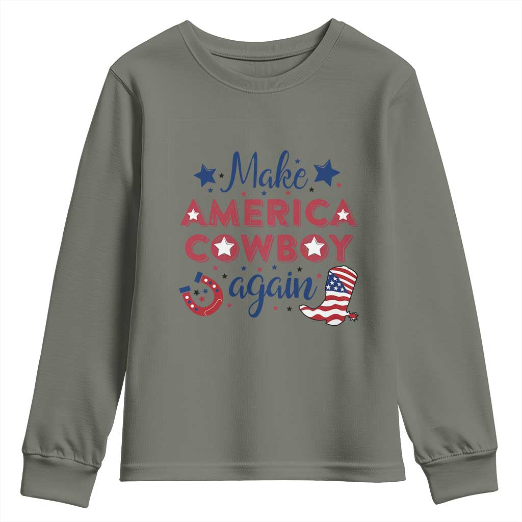 Retro Western Cowboys Youth Sweatshirt Make America A Cowboy Again Country Lifestyle Rodeo