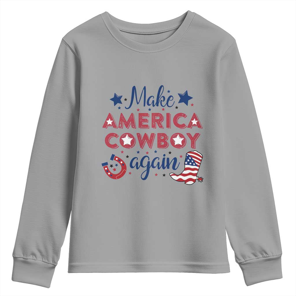 Retro Western Cowboys Youth Sweatshirt Make America A Cowboy Again Country Lifestyle Rodeo