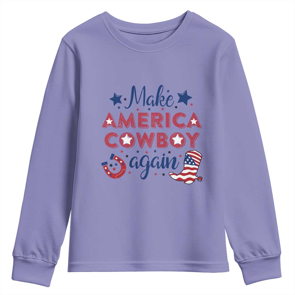 Retro Western Cowboys Youth Sweatshirt Make America A Cowboy Again Country Lifestyle Rodeo