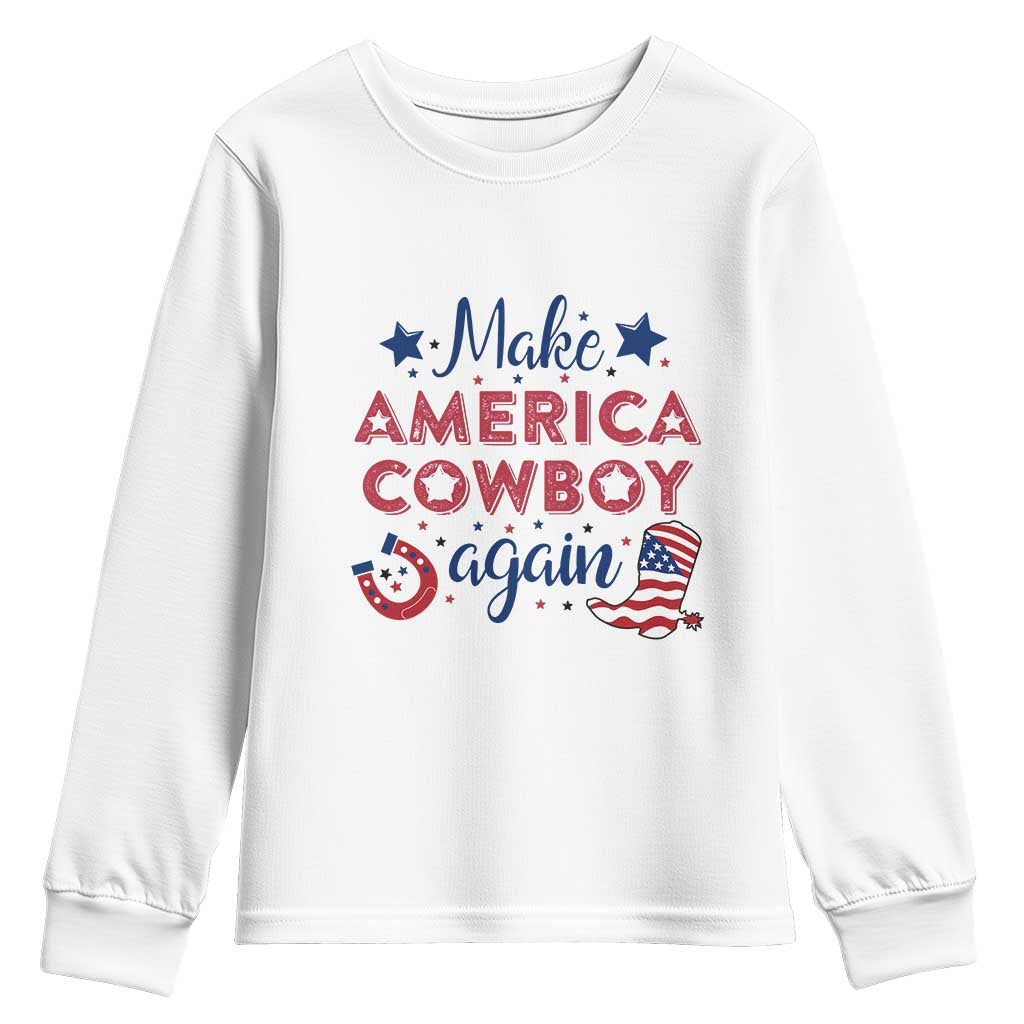 Retro Western Cowboys Youth Sweatshirt Make America A Cowboy Again Country Lifestyle Rodeo