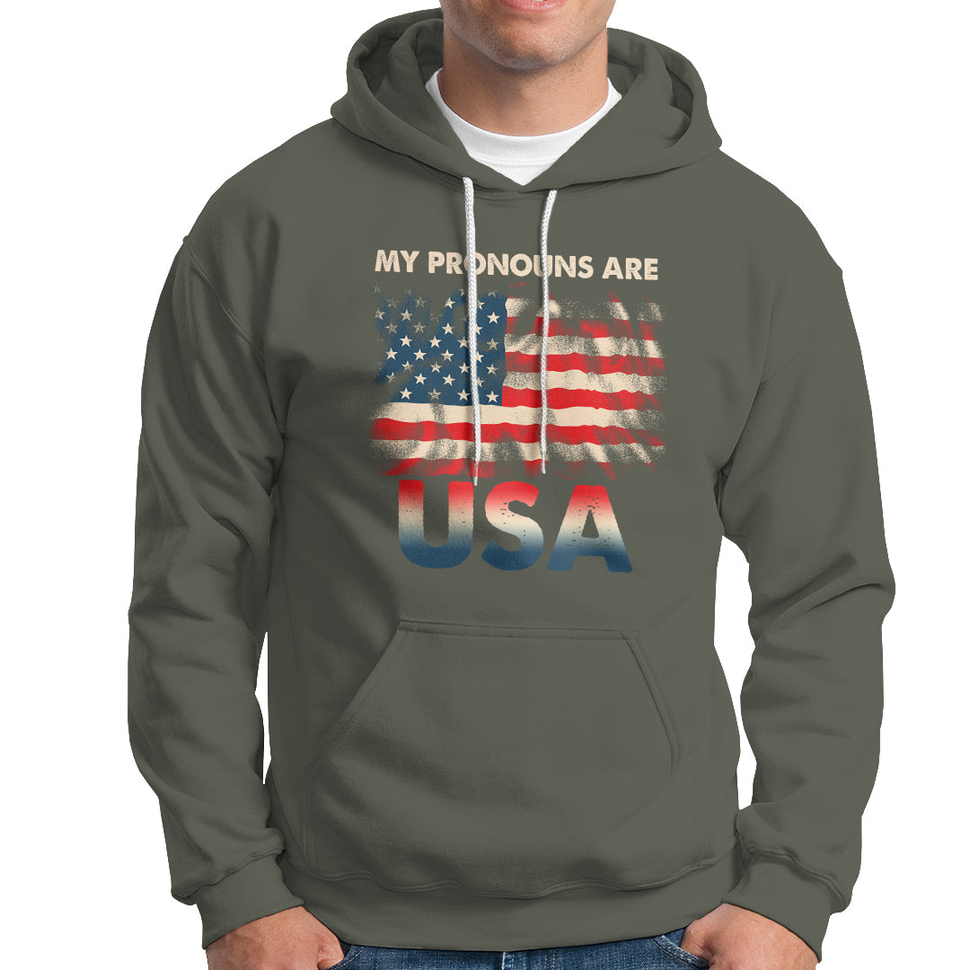 American Hoodie My Pronouns Are USA American Flag - Wonder Print Shop