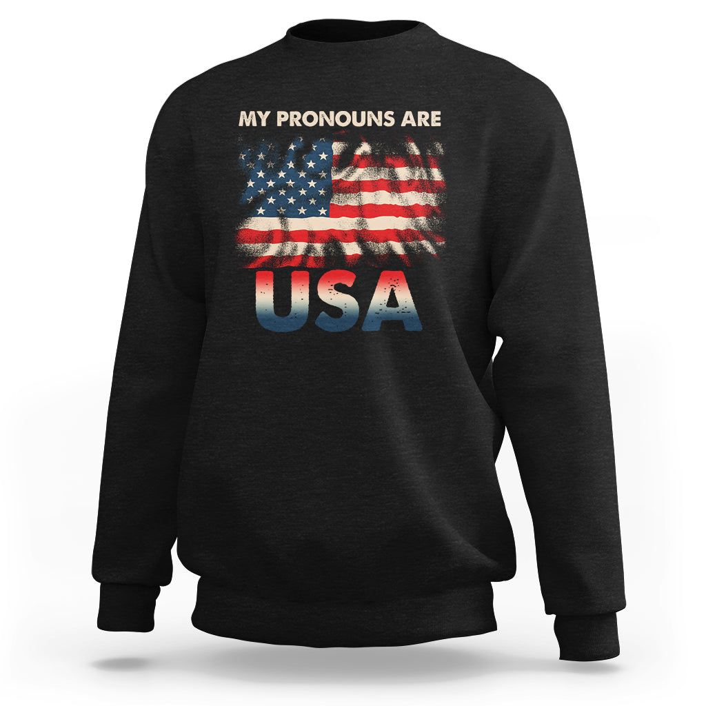 American Sweatshirt My Pronouns Are USA American Flag - Wonder Print Shop