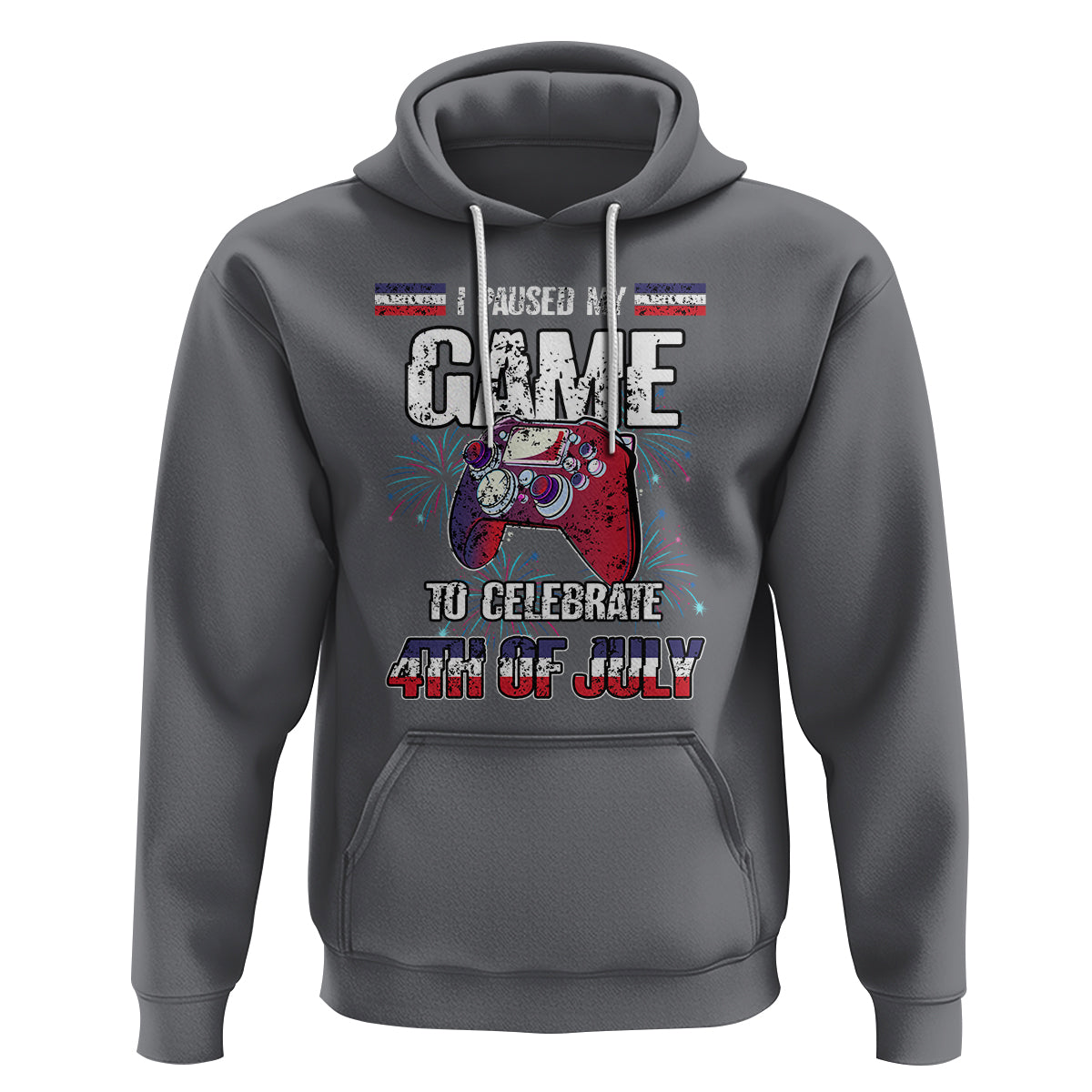 Funny 4th of July Gamer Hoodie I Paused My Game To Celebrate Video Game Lover - Wonder Print Shop