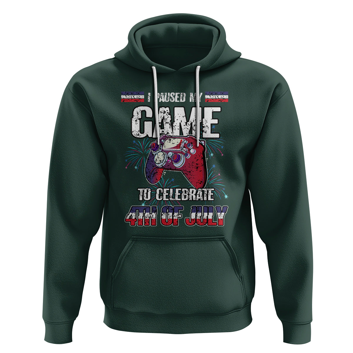 Funny 4th of July Gamer Hoodie I Paused My Game To Celebrate Video Game Lover - Wonder Print Shop