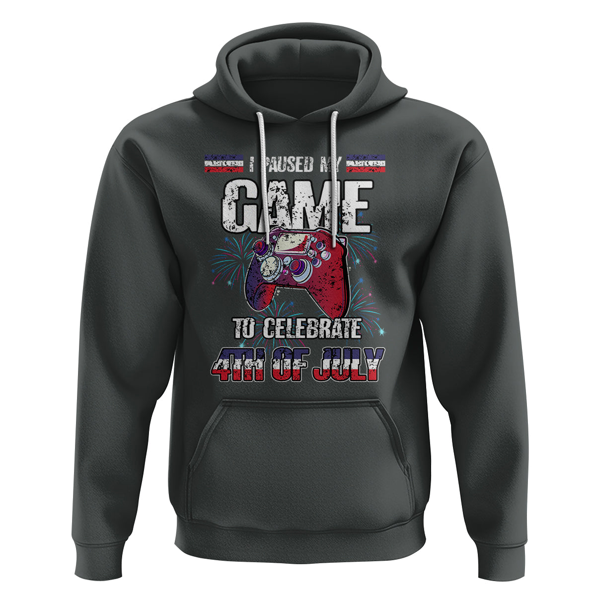 Funny 4th of July Gamer Hoodie I Paused My Game To Celebrate Video Game Lover - Wonder Print Shop
