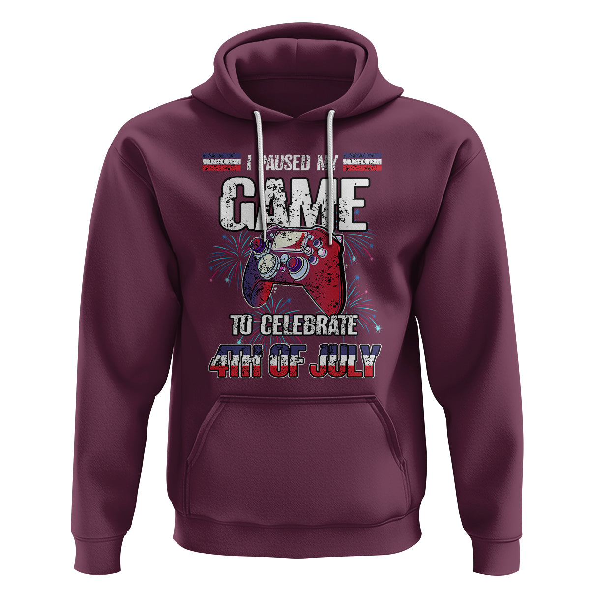 Funny 4th of July Gamer Hoodie I Paused My Game To Celebrate Video Game Lover - Wonder Print Shop