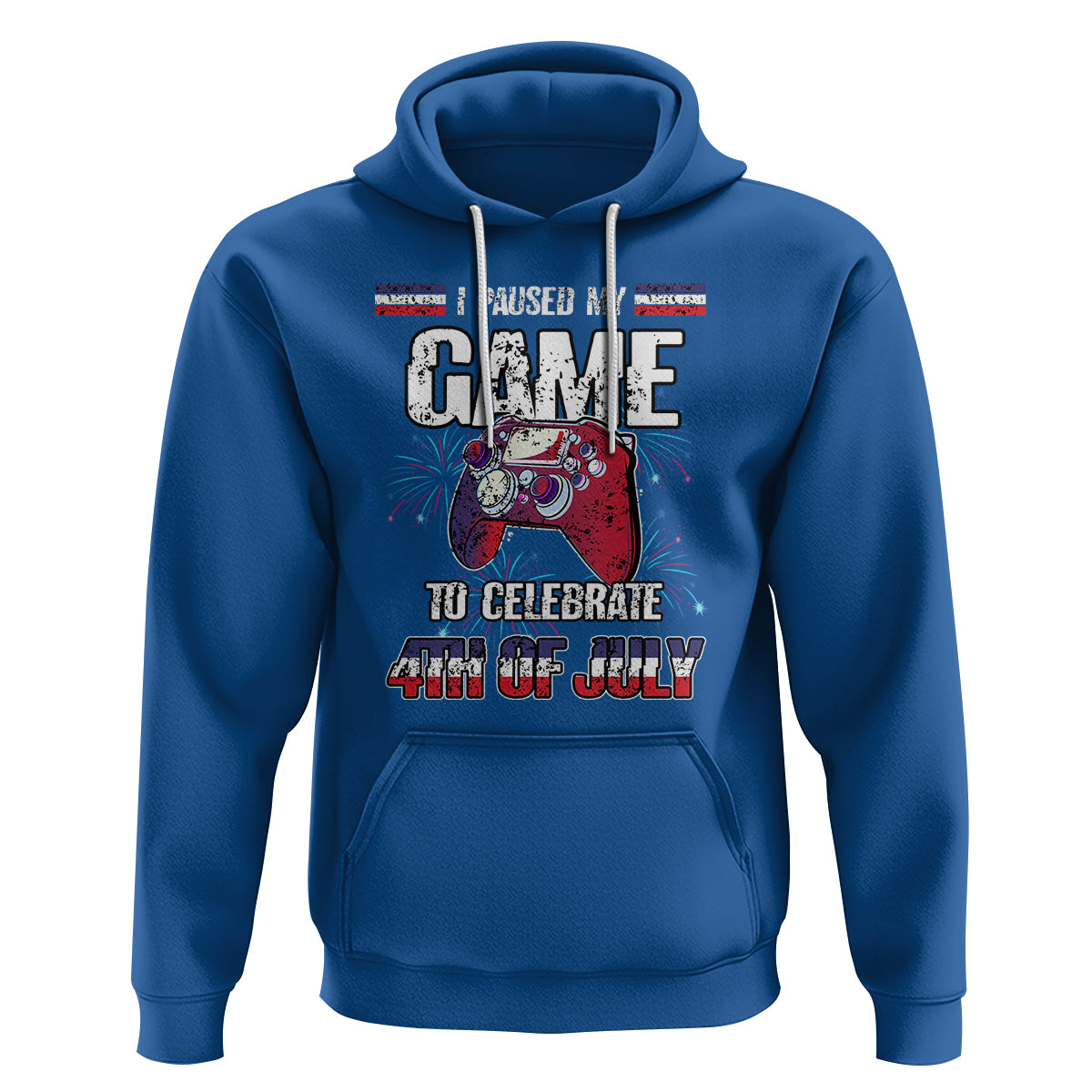 Funny 4th of July Gamer Hoodie I Paused My Game To Celebrate Video Game Lover - Wonder Print Shop