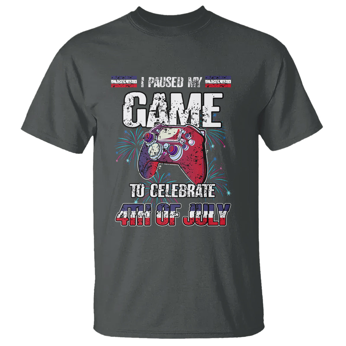Funny 4th of July Gamer T Shirt I Paused My Game To Celebrate Video Game Lover - Wonder Print Shop