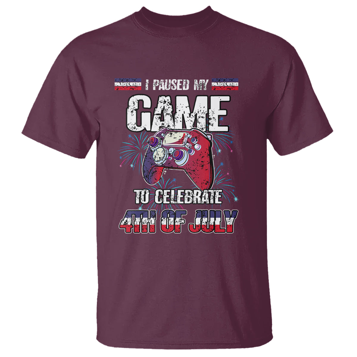 Funny 4th of July Gamer T Shirt I Paused My Game To Celebrate Video Game Lover - Wonder Print Shop