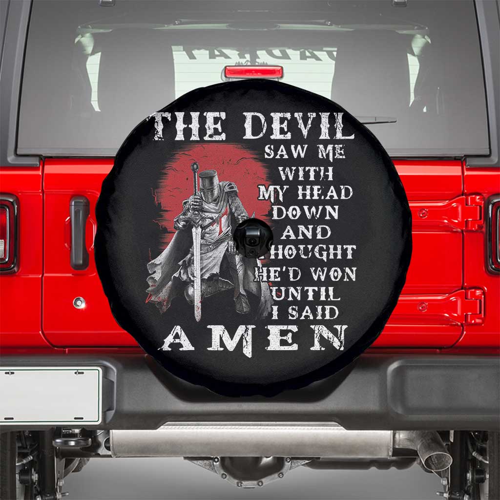 American Patriot Spare Tire Cover The Devil Saw Me With My Head Down Until I Said Amen US Soldier