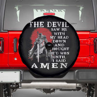 American Patriot Spare Tire Cover The Devil Saw Me With My Head Down Until I Said Amen US Soldier