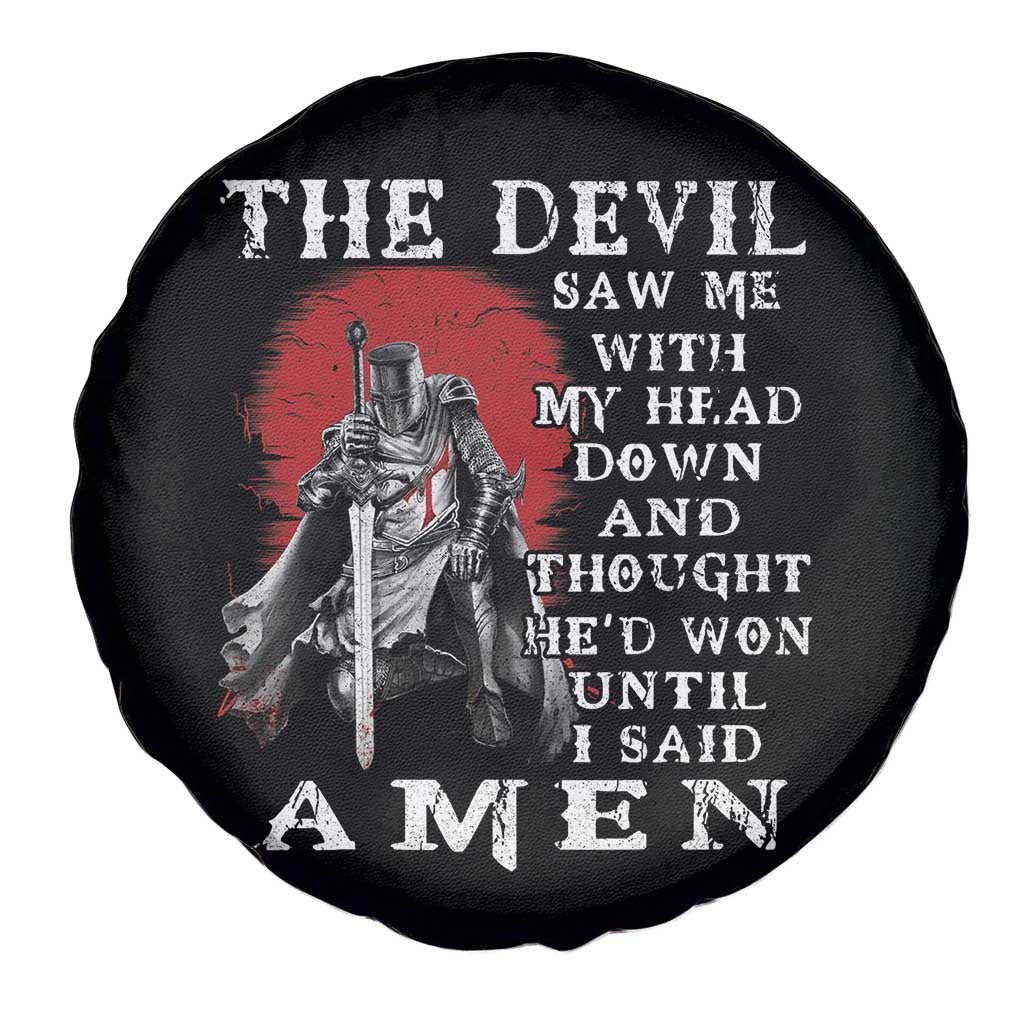 American Patriot Spare Tire Cover The Devil Saw Me With My Head Down Until I Said Amen US Soldier
