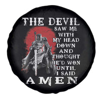 American Patriot Spare Tire Cover The Devil Saw Me With My Head Down Until I Said Amen US Soldier