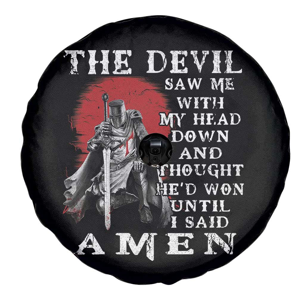 American Patriot Spare Tire Cover The Devil Saw Me With My Head Down Until I Said Amen US Soldier