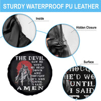 American Patriot Spare Tire Cover The Devil Saw Me With My Head Down Until I Said Amen US Soldier