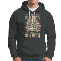 Veteran Hoodie I Was I Am I Will Always Be A Soldier US Flag American Skull - Wonder Print Shop