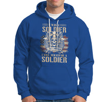 Veteran Hoodie I Was I Am I Will Always Be A Soldier US Flag American Skull - Wonder Print Shop