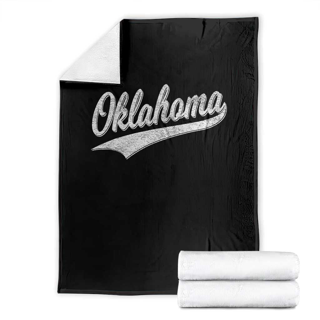 Vintage Oklahoma Throwback Distressed Throw Blanket Retro Classic OK State Pride - Wonder Print Shop