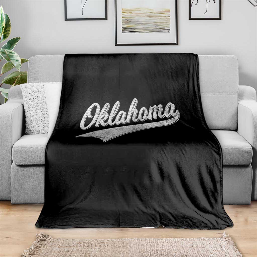 Vintage Oklahoma Throwback Distressed Throw Blanket Retro Classic OK State Pride - Wonder Print Shop