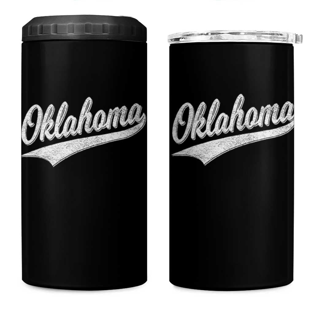 Vintage Oklahoma Throwback Distressed 4 in 1 Can Cooler Tumbler Retro Classic OK State Pride - Wonder Print Shop