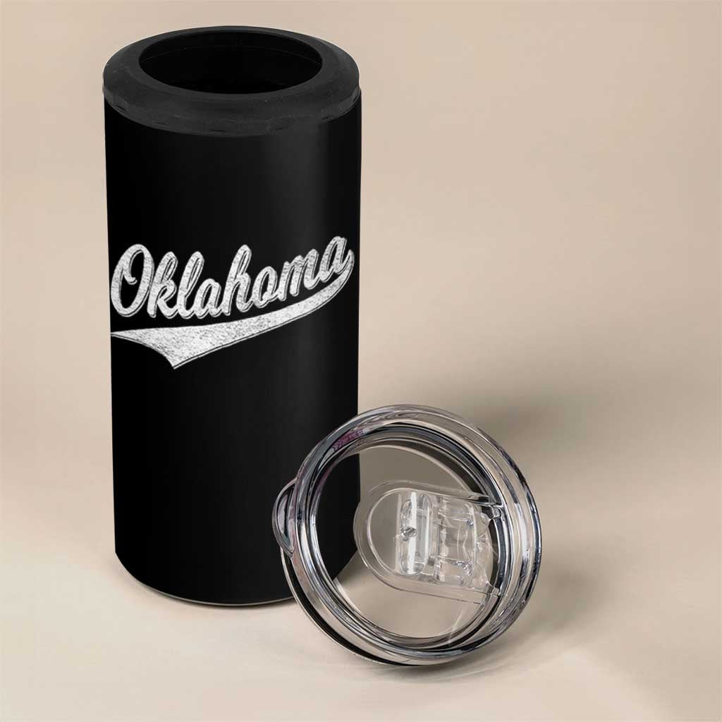 Vintage Oklahoma Throwback Distressed 4 in 1 Can Cooler Tumbler Retro Classic OK State Pride - Wonder Print Shop