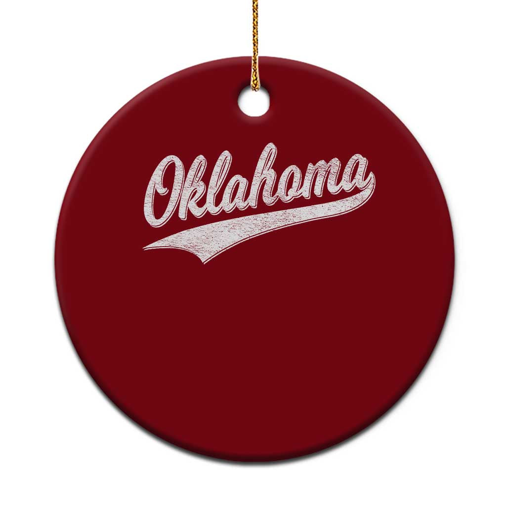 Vintage Oklahoma Throwback Distressed Ceramic Ornament Retro Classic OK State Pride - Wonder Print Shop