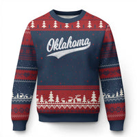 Vintage Oklahoma Throwback Distressed Ugly Christmas Sweater Retro Classic OK State Pride - Wonder Print Shop