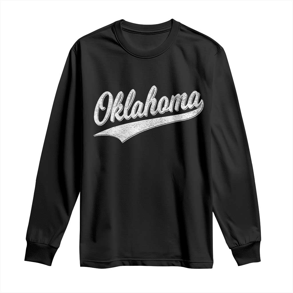 Vintage Oklahoma Throwback Distressed Long Sleeve Shirt Retro Classic OK State Pride - Wonder Print Shop