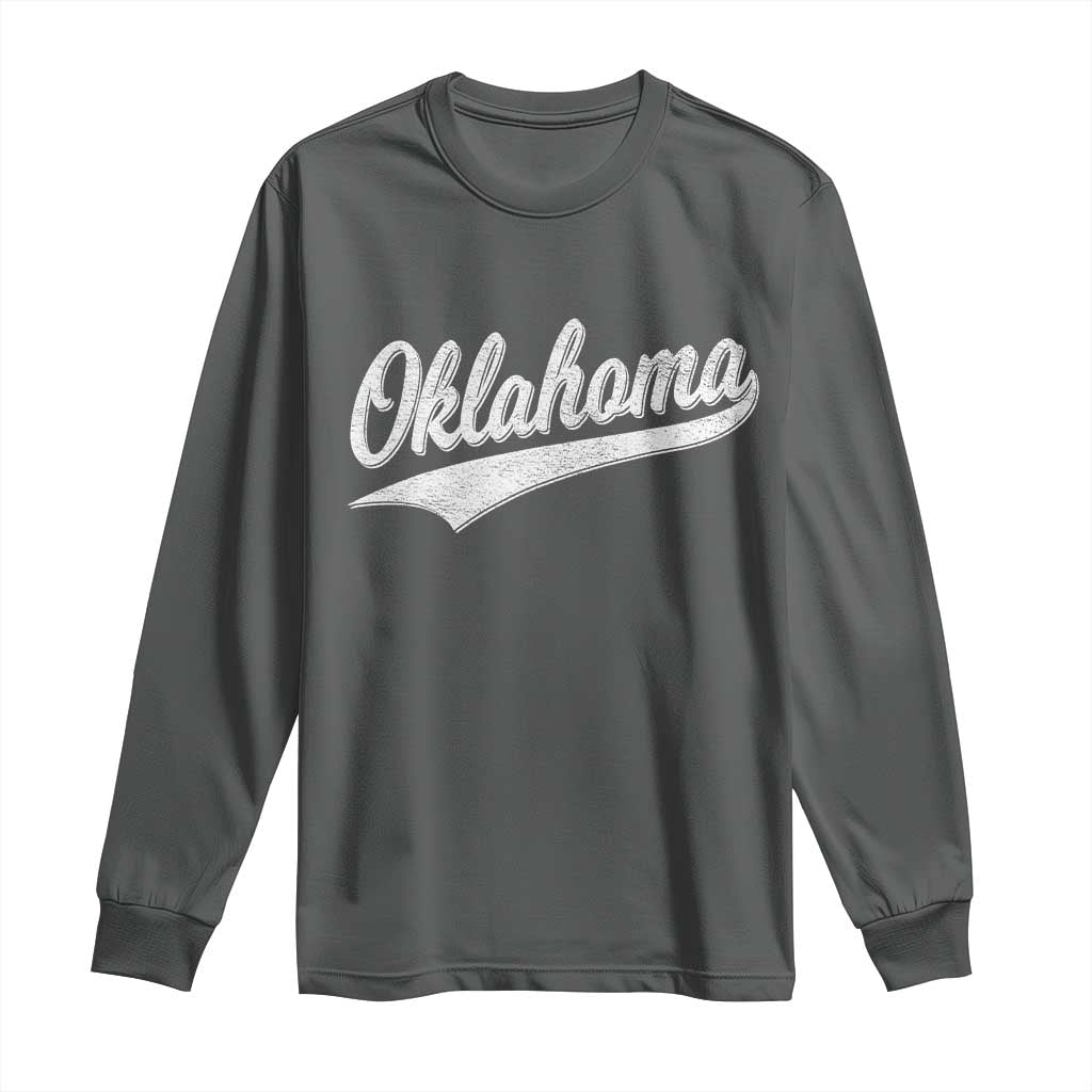 Vintage Oklahoma Throwback Distressed Long Sleeve Shirt Retro Classic OK State Pride - Wonder Print Shop