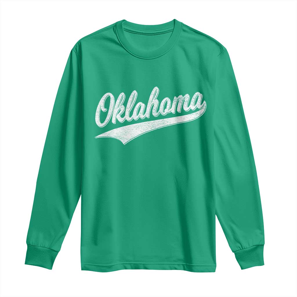 Vintage Oklahoma Throwback Distressed Long Sleeve Shirt Retro Classic OK State Pride - Wonder Print Shop