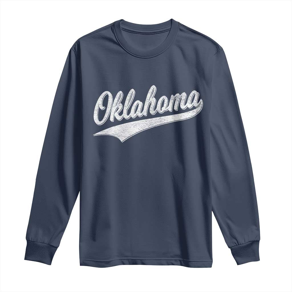 Vintage Oklahoma Throwback Distressed Long Sleeve Shirt Retro Classic OK State Pride - Wonder Print Shop