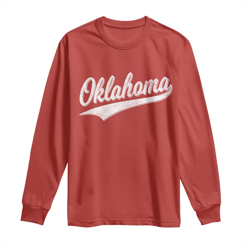 Vintage Oklahoma Throwback Distressed Long Sleeve Shirt Retro Classic OK State Pride - Wonder Print Shop