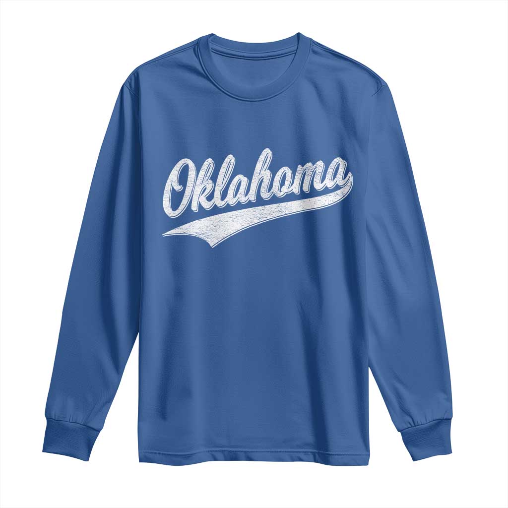 Vintage Oklahoma Throwback Distressed Long Sleeve Shirt Retro Classic OK State Pride - Wonder Print Shop