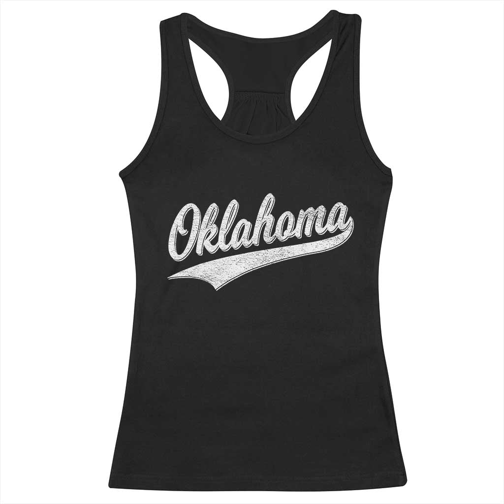 Vintage Oklahoma Throwback Distressed Racerback Tank Top Retro Classic OK State Pride - Wonder Print Shop