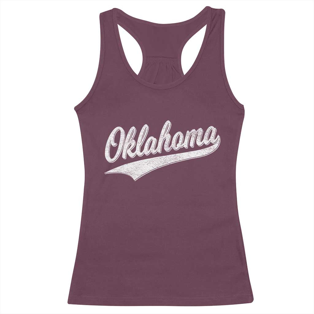 Vintage Oklahoma Throwback Distressed Racerback Tank Top Retro Classic OK State Pride - Wonder Print Shop