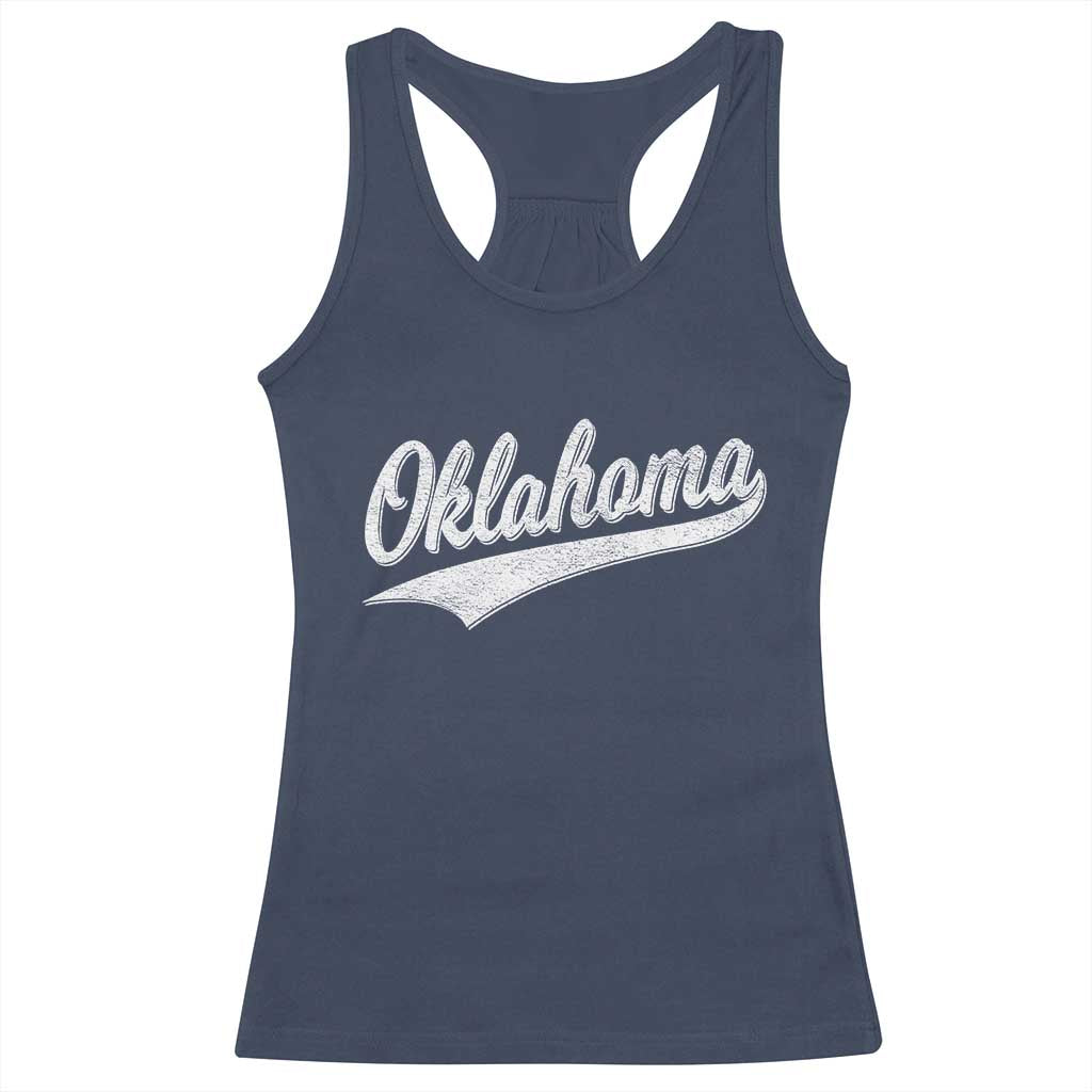 Vintage Oklahoma Throwback Distressed Racerback Tank Top Retro Classic OK State Pride - Wonder Print Shop